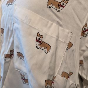 Torrid Size 1 short sleeve corgi button-down shirt